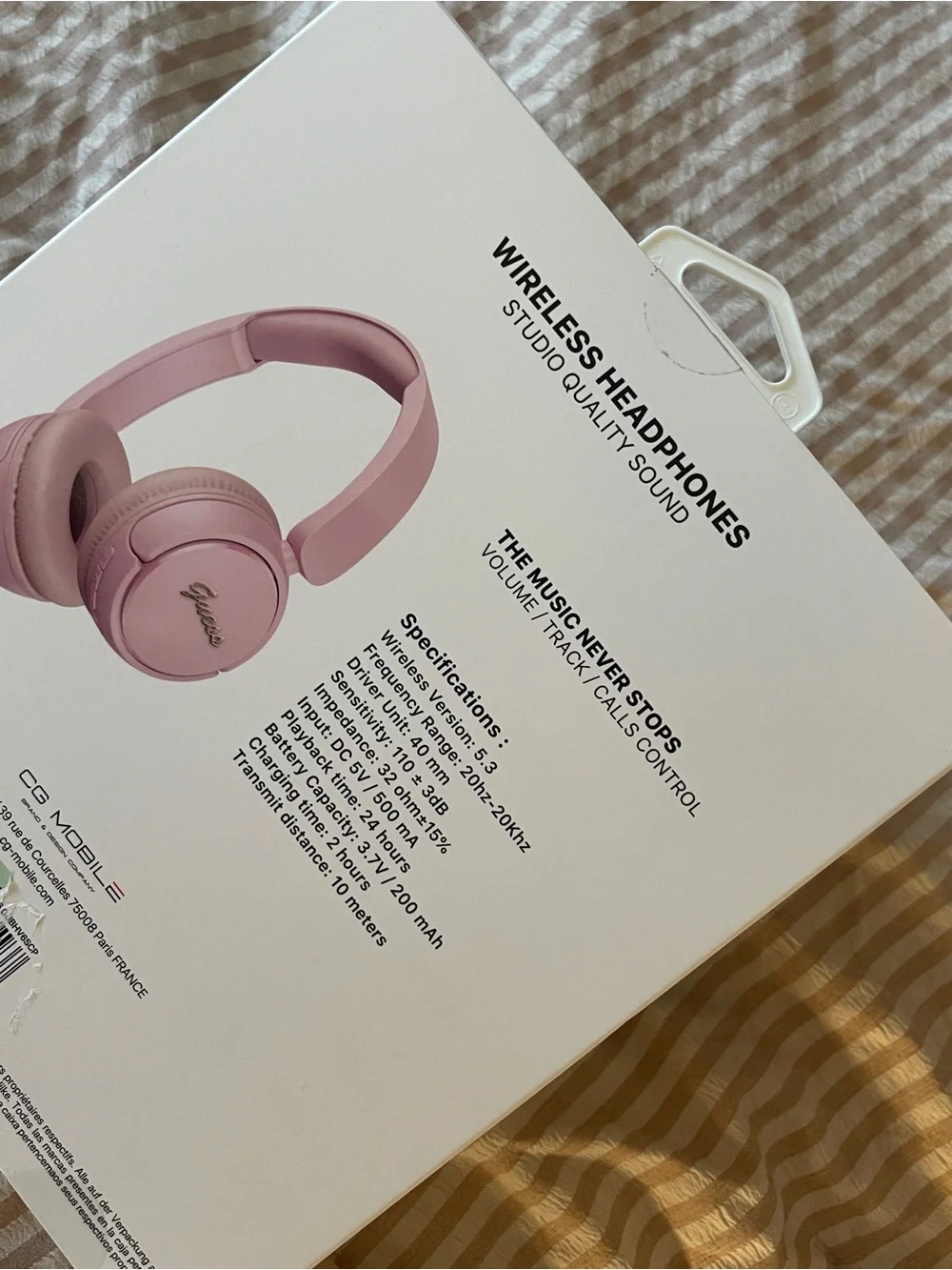 Guess Pink Over-Ear Headphones with Gold Logo